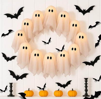 Glowing Ghost Door Wreath
