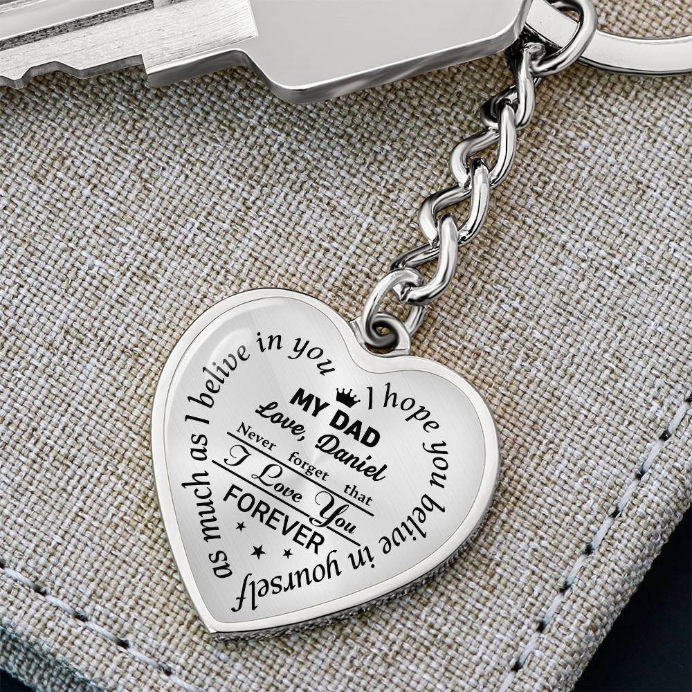 To My Dad Heart Keychain Gift from Son, I Love You Forever Personalized Keepsake Keychain