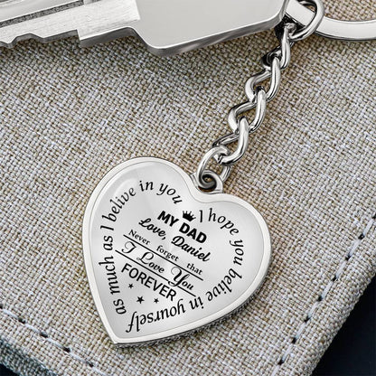 To My Dad Heart Keychain Gift from Son, I Love You Forever Personalized Keepsake Keychain