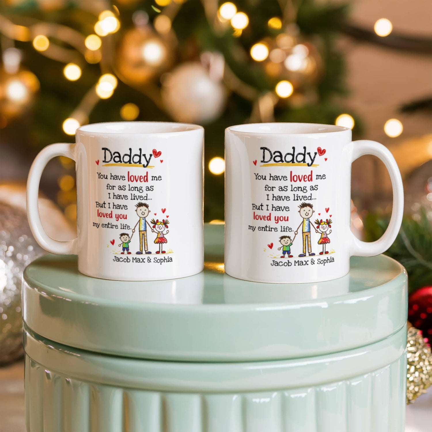 Daddy Personalized Mug from Kids – Custom Dad Coffee Mug with Kids Names, Sentimental Father’s Day Gift for Daddy