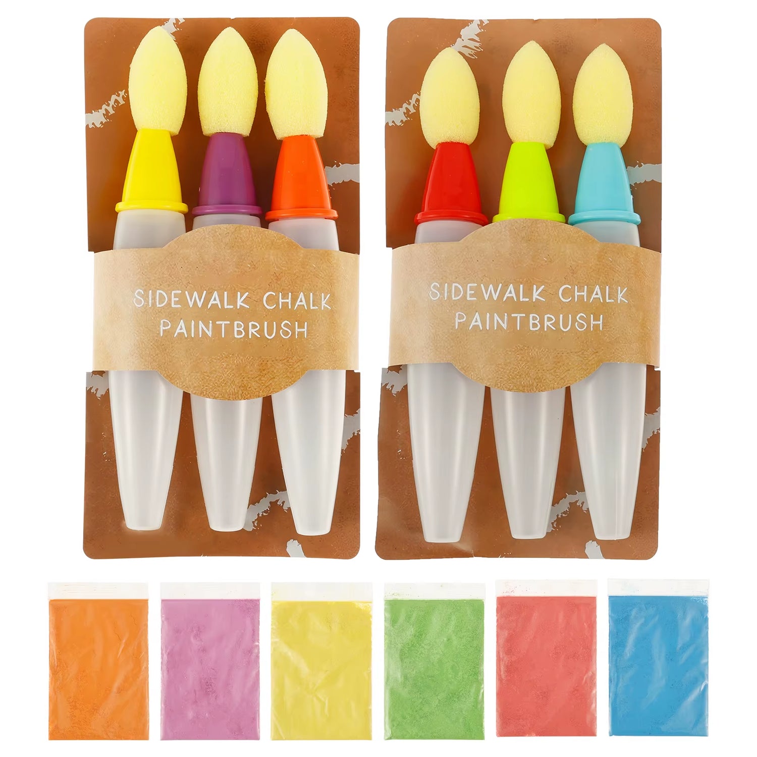 6Pcs Sidewalk Chalk Paint Brush Set Washable Soft with Foam Brush Head Kid Toys Kids Painting Brush Set Drawing Art Stationary