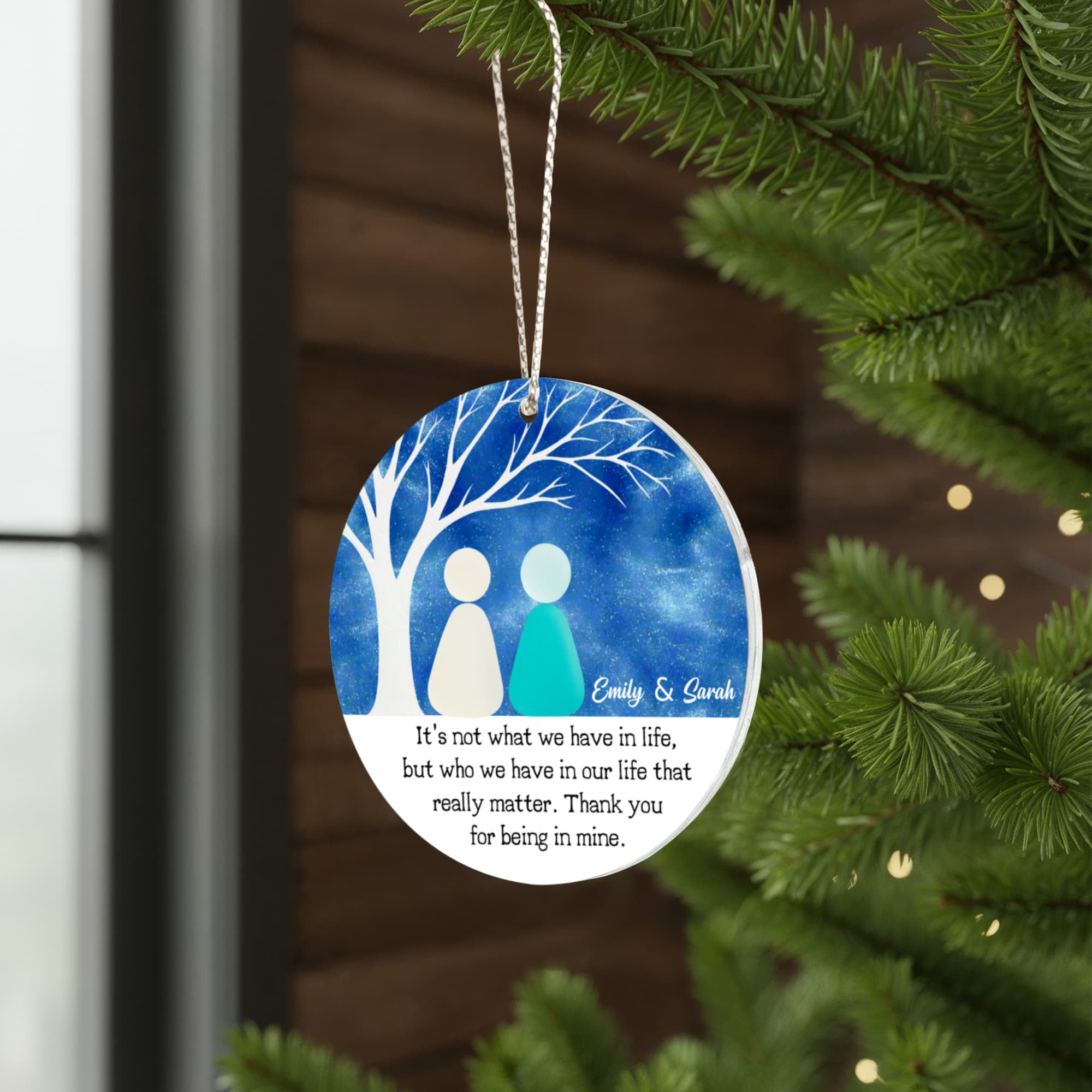 Personalized Best Friend Christmas Ornament – Custom Names Friendship Keepsake, “Thank You for Being in Mine” Gift