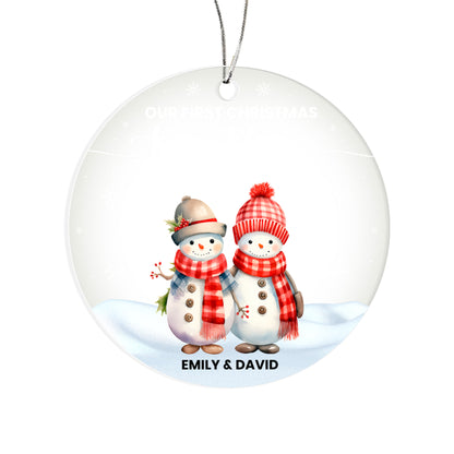Our First Christmas Together Snowman Ornament – Personalized Couple Christmas Ornament 2025 | Custom Name Holiday Keepsake