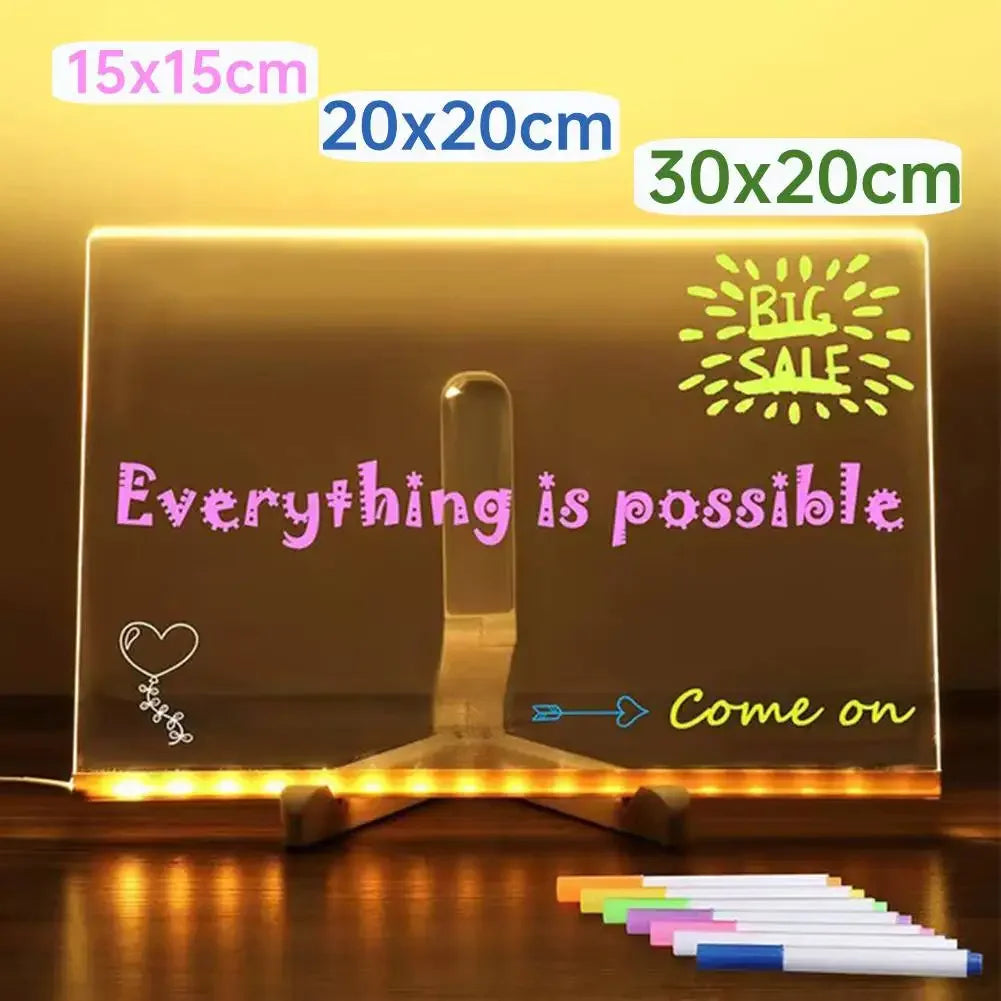 Light up Acrylic Message Board Rewritable DIY Children&