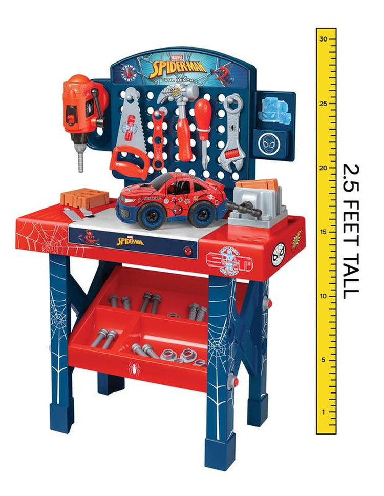 Marvel Spider-Man Tool Bench Playset, Team Nascar Pit Stop Playset with Take Apart Car 84 Pieces - Pretend Play Toy