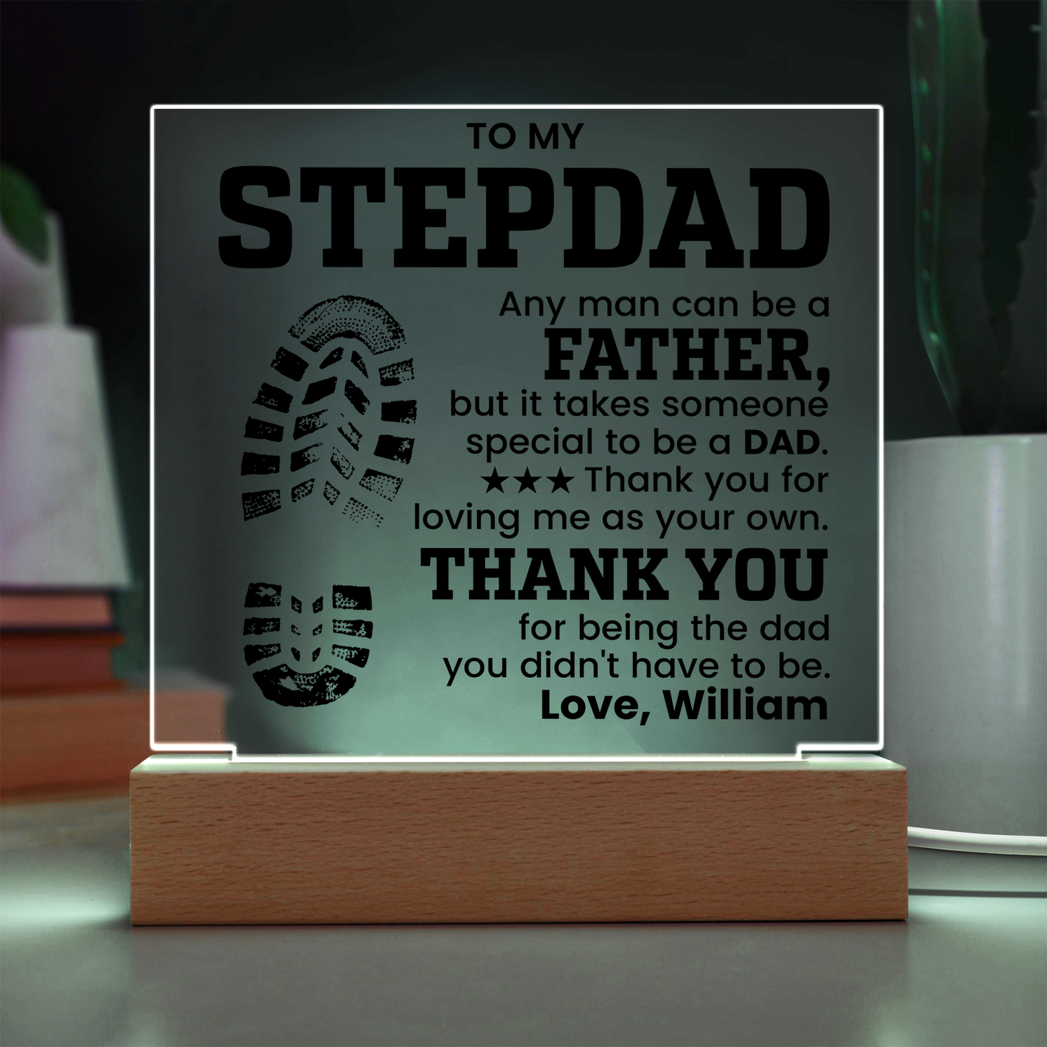 Personalized To My Stepdad LED Night Light Plaque - Emotional Father&
