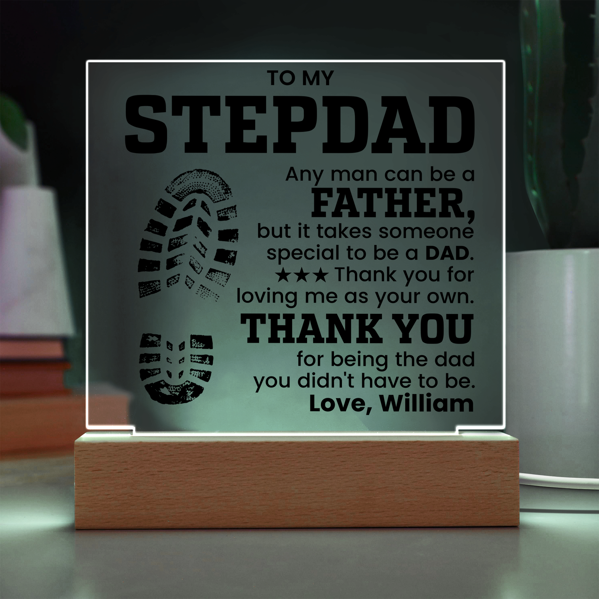 Personalized To My Stepdad LED Night Light Plaque - Emotional Father&