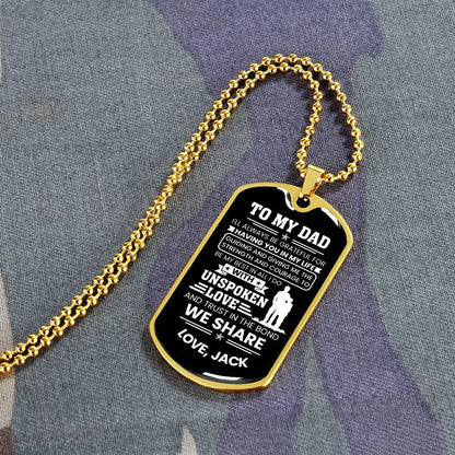 To My Dad Dog Tag Necklace - Personalized Emotional Father&