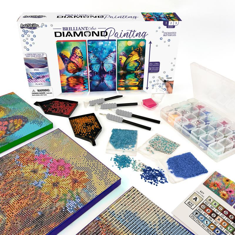 Artskills Diamond Painting Kits on Stretched Canvas 21" X 14" Complete Professional Set with Accessories for DIY Artistic Creations