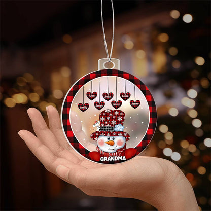 Custom 1–8 Name Christmas Bulb Acrylic Ornament – Personalized Heart Family Names