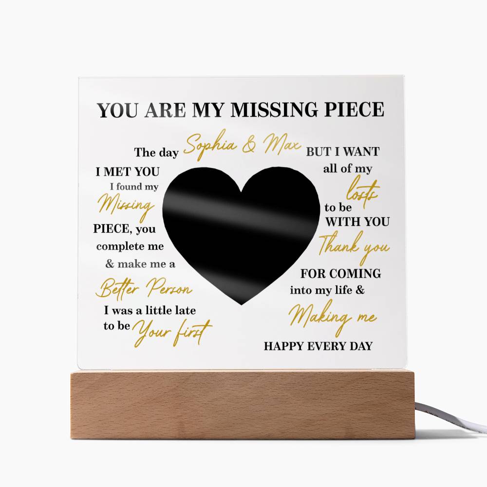 Personalized Valentine Photo LED Acrylic Plaque – Custom Names &amp; Picture Heart Light-Up Gift for Couples