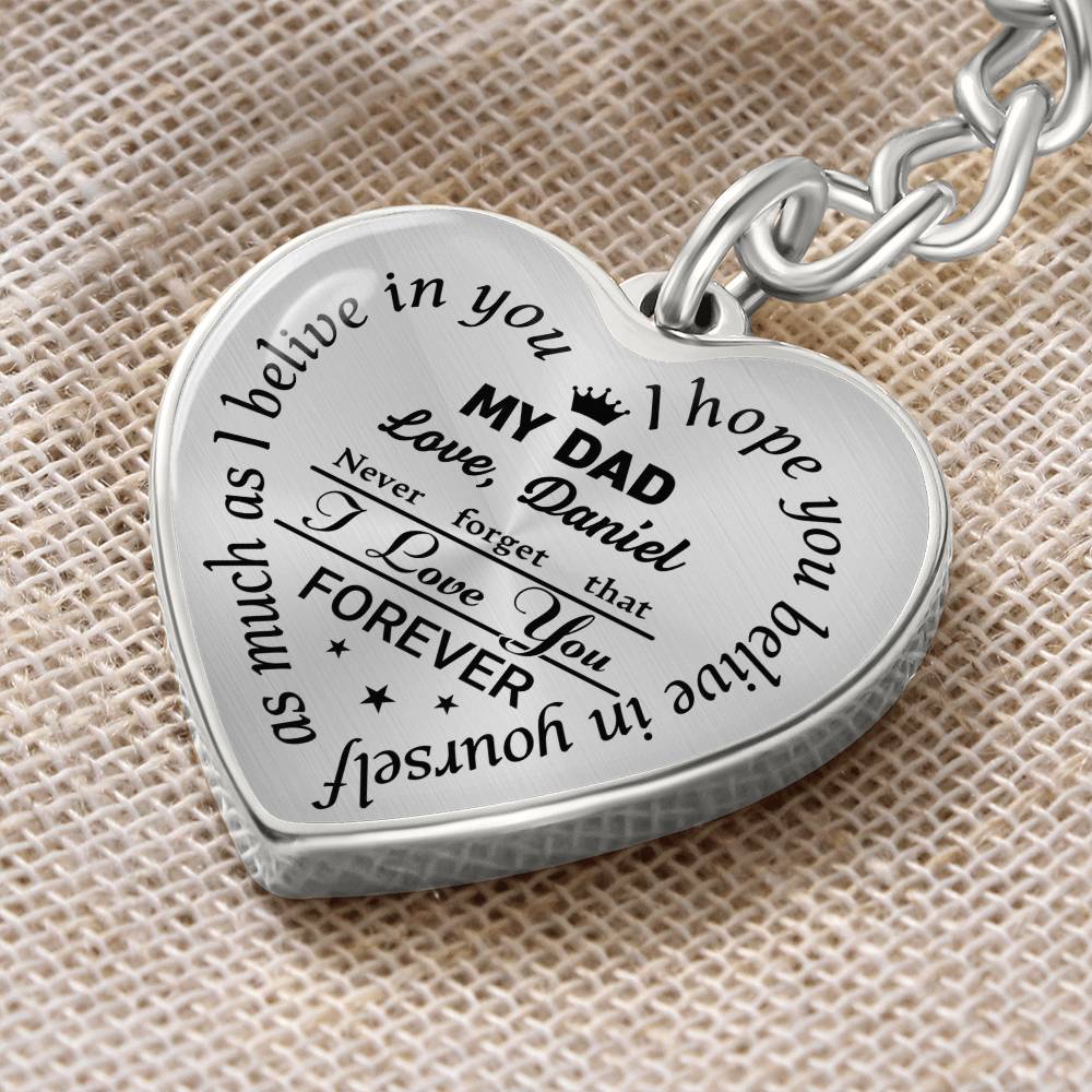 To My Dad Heart Keychain Gift from Son, I Love You Forever Personalized Keepsake Keychain