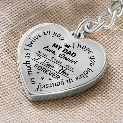 To My Dad Heart Keychain Gift from Son, I Love You Forever Personalized Keepsake Keychain