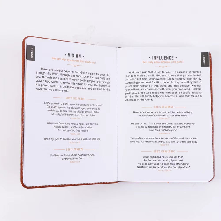 One Minute with God for Men 365 Devotions, Brown Faux Leather Flexcover, Ideal Gift for Dad, Husband, Pastor