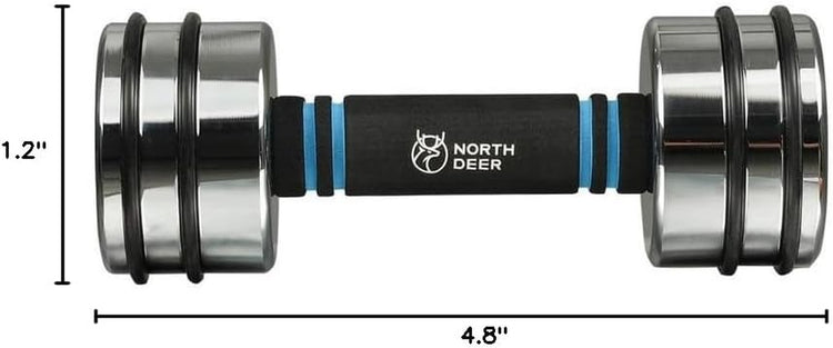 Northdeer Steel Dumbbells Ultracompact & Adjustable Chrome Dumbbell with Foam Handles 5Lb 10Lb 15Lb 20Lb 30Lb 50Lb Home Gym Workout (Choice of Size)