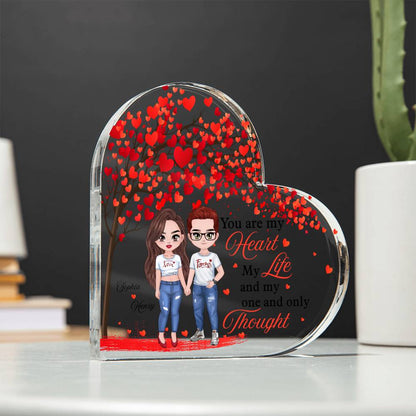 Personalized Heart Acrylic Plaque with Names and Couple Clipart – Valentine Gift for Couples