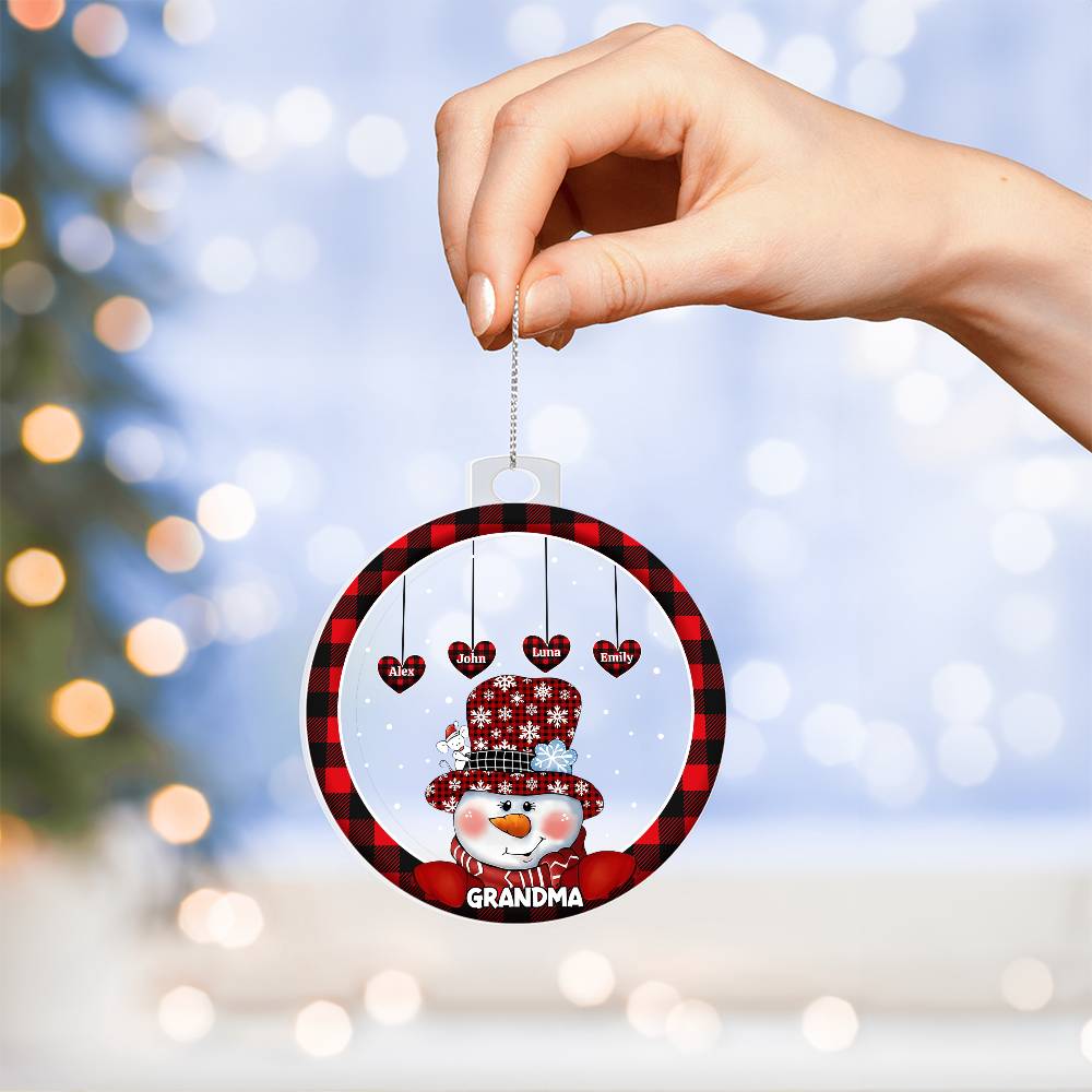 Custom 1–8 Name Christmas Bulb Acrylic Ornament – Personalized Heart Family Names