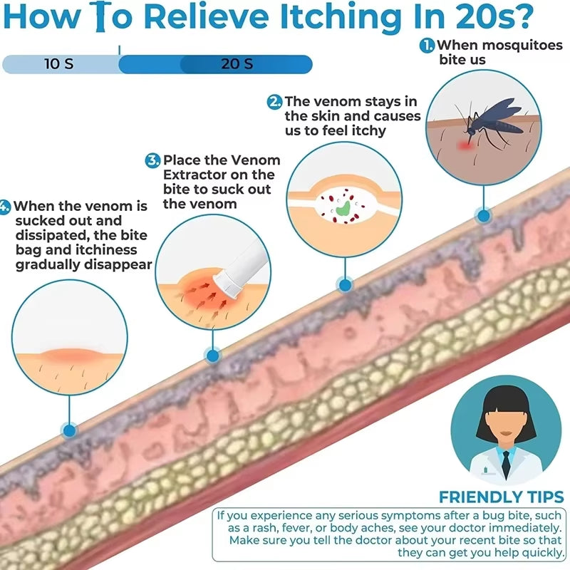 Vacuum Venom Suction Tool Remover Bug Bites Bee Wasp Stings Natural Insect Bite Relief Outdoor Emergency Survival Kit