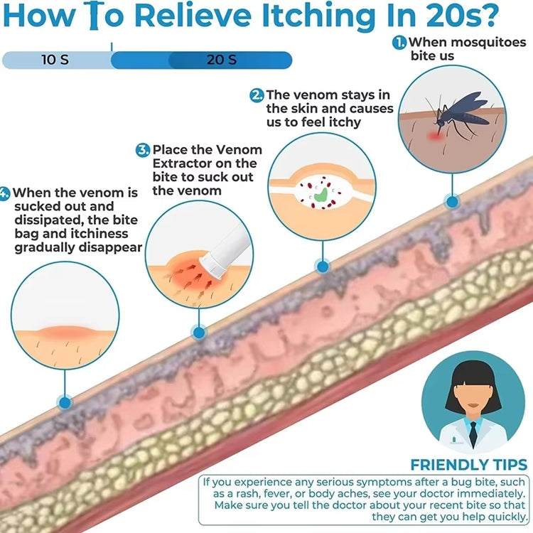 Vacuum Venom Suction Tool Remover Bug Bites Bee Wasp Stings Natural Insect Bite Relief Outdoor Emergency Survival Kit