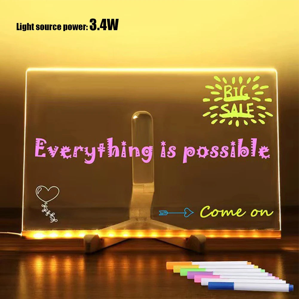 Light up Acrylic Message Board Rewritable DIY Children&