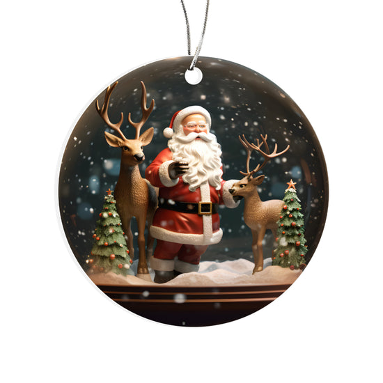Santa Series Snow Globe Edition - Classic Santa Forest Snow Globe Acrylic Ornament