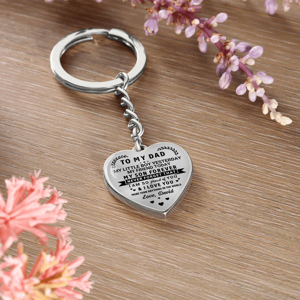 To My Dad Heart Keychain Gift from Son, My Son Forever Personalized Keepsake Gift