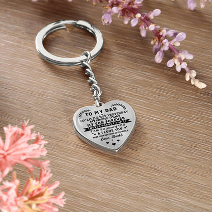 To My Dad Heart Keychain Gift from Son, My Son Forever Personalized Keepsake Gift