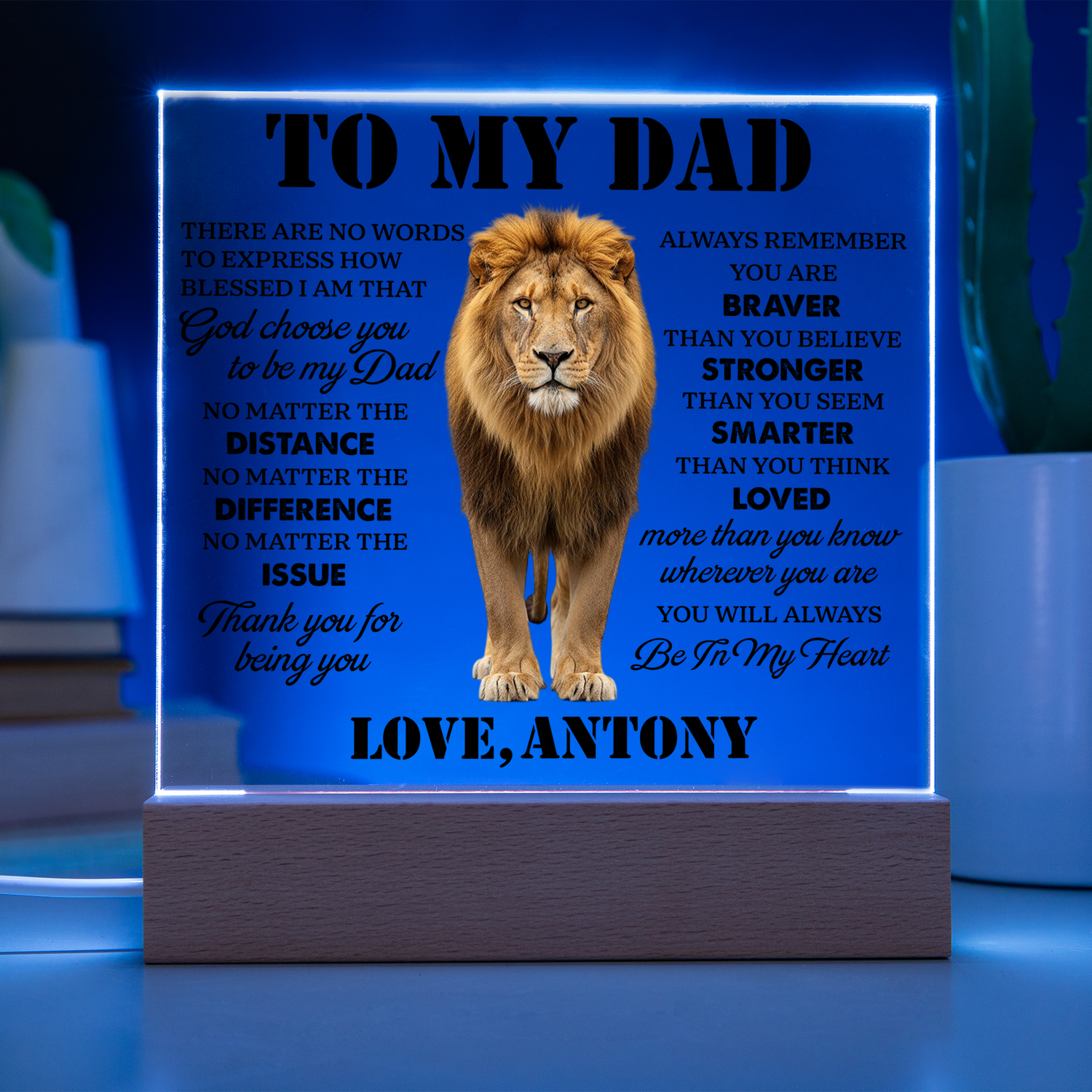 Personalized To My Dad LED Night Light Plaque - Emotional Father&