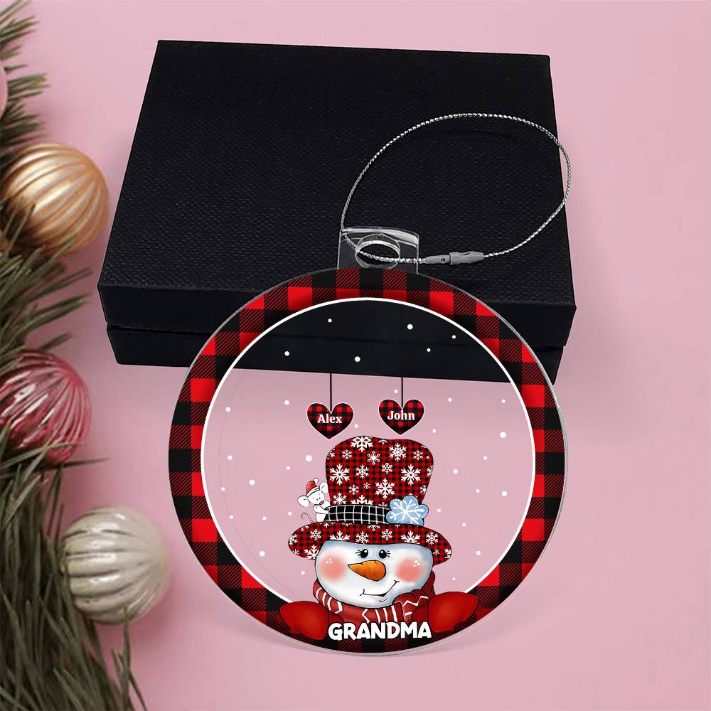Custom 1–8 Name Christmas Bulb Acrylic Ornament – Personalized Heart Family Names