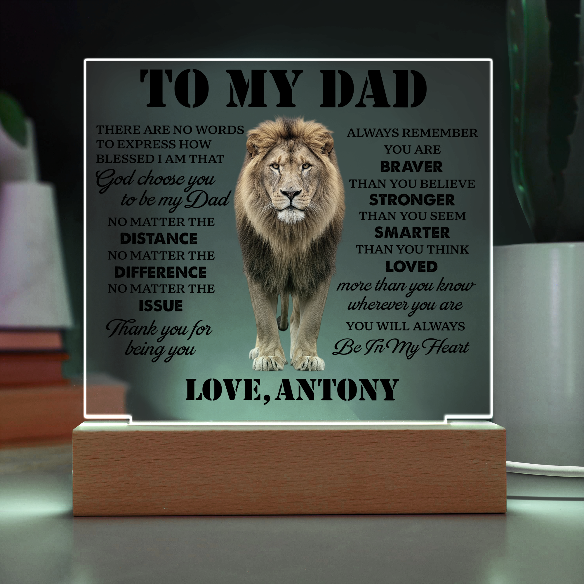 Personalized To My Dad LED Night Light Plaque - Emotional Father&