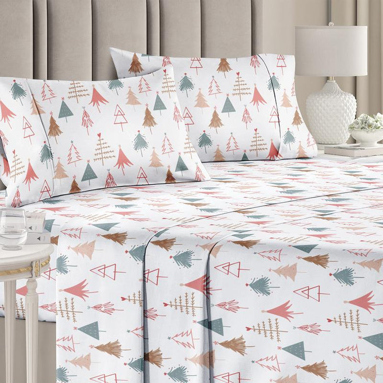 CGK Holiday 4-Piece Sheet Set – Soft Microfiber Bedding, Deep Pocket Wrinkle-Free Festive Christmas Sheets, Trees, Candy Canes, Reindeers