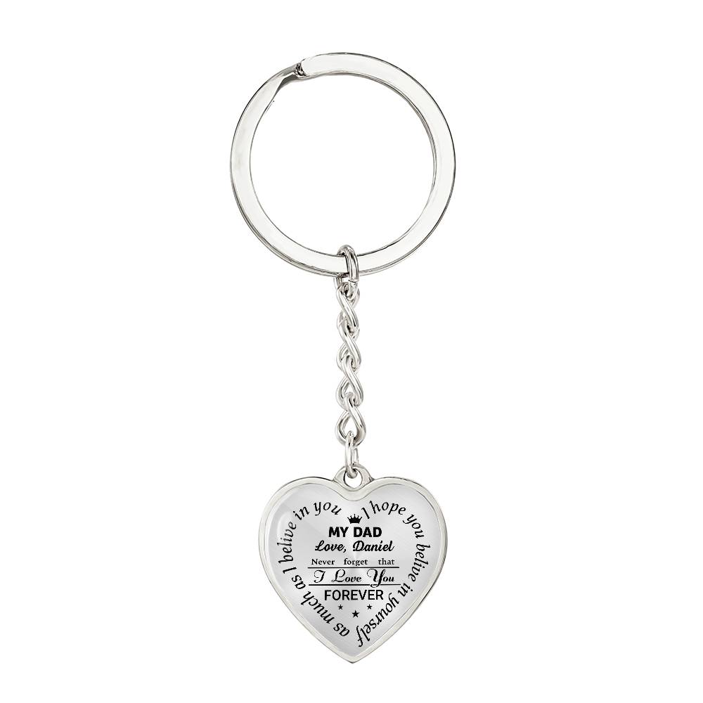 To My Dad Heart Keychain Gift from Son, I Love You Forever Personalized Keepsake Keychain