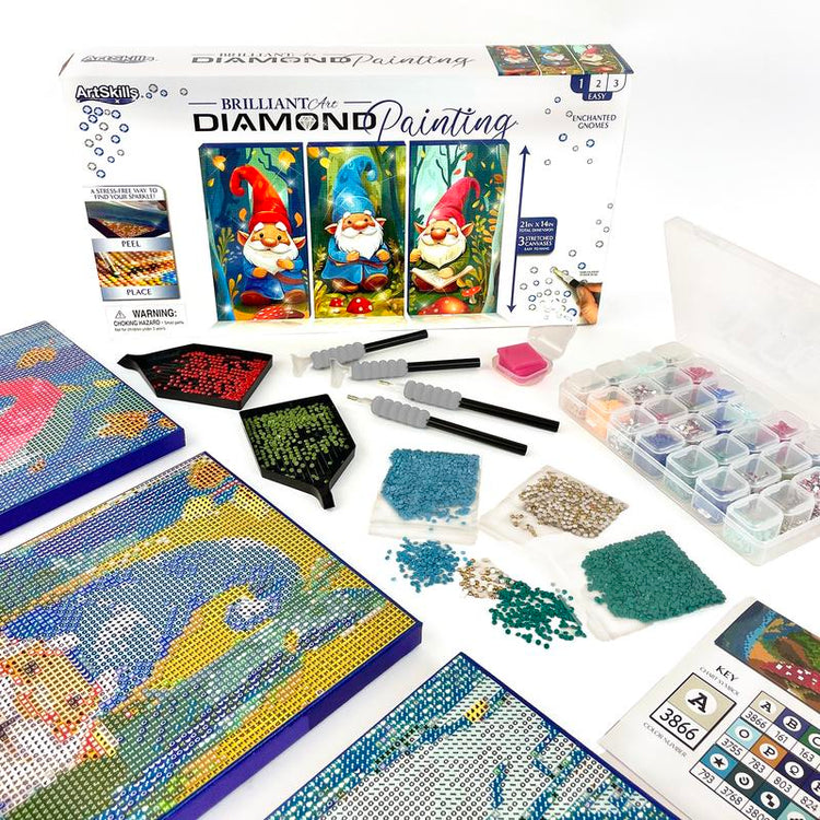 Artskills Diamond Painting Kits on Stretched Canvas 21" X 14" Complete Professional Set with Accessories for DIY Artistic Creations