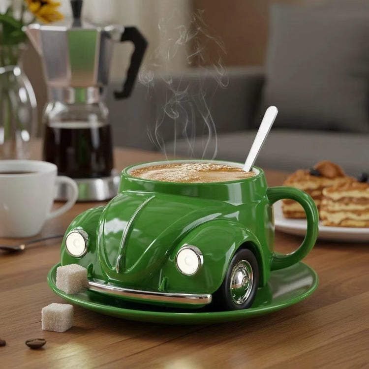 Beetle Shaped Coffee Mug, Handmade Novelty Fun Imaginative Beetle Car Shape Coffee Cup, Creative Gift for Beetle Lovers Suitable