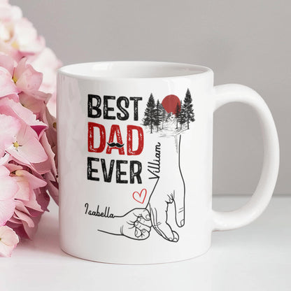 Best Dad Ever Personalized Mug – Custom Dad Coffee Mug with Kids Names, Father’s Day Gift from Kids