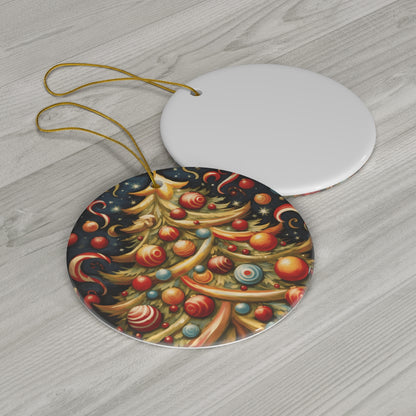 Luxurious Ceramic Christmas Tree Ornament - Gold &amp; Red Baubles