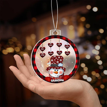 Custom 1–8 Name Christmas Bulb Acrylic Ornament – Personalized Heart Family Names