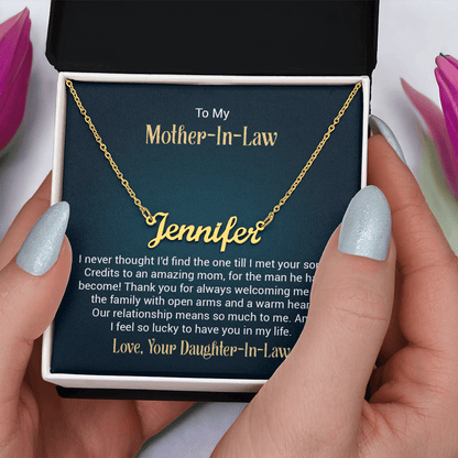 Custom Name Necklace – For Mother - in - Law | Personalized Script Pendant (Stainless or 18K Gold), 16–18" Adjustable - Whimsical Shoppe