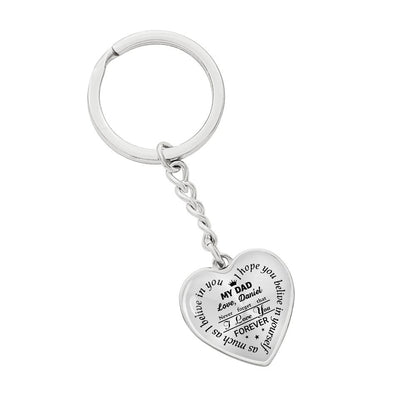 To My Dad Heart Keychain Gift from Son, I Love You Forever Personalized Keepsake Keychain