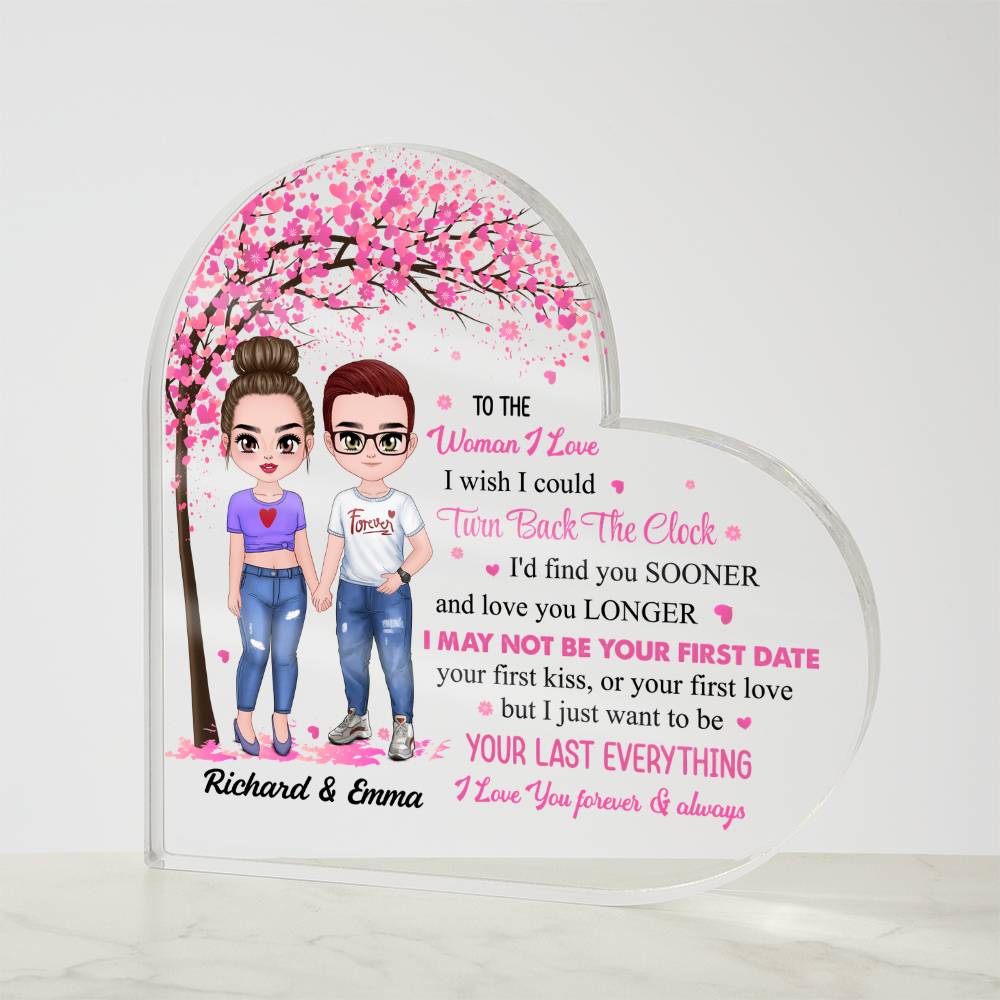 Personalized Valentine Heart Acrylic Plaque – Custom Couple Name &amp; Clipart Romantic Gift for Girlfriend, Wife or Partner