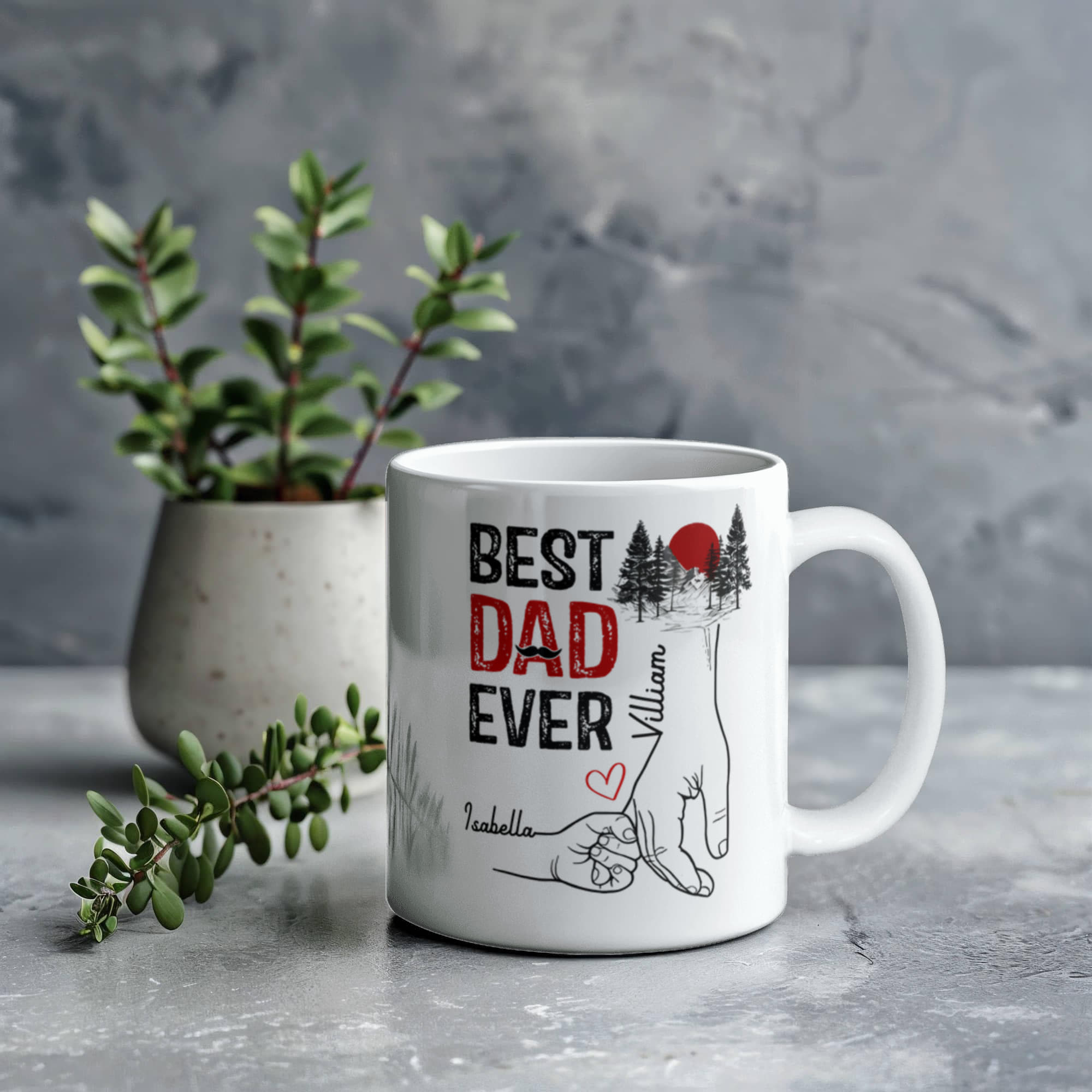 Best Dad Ever Personalized Mug – Custom Dad Coffee Mug with Kids Names, Father’s Day Gift from Kids