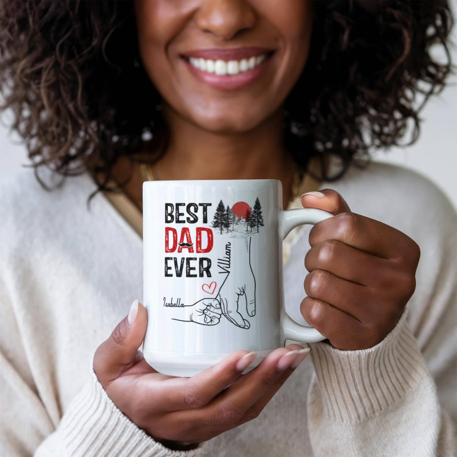 Best Dad Ever Personalized Mug – Custom Dad Coffee Mug with Kids Names, Father’s Day Gift from Kids