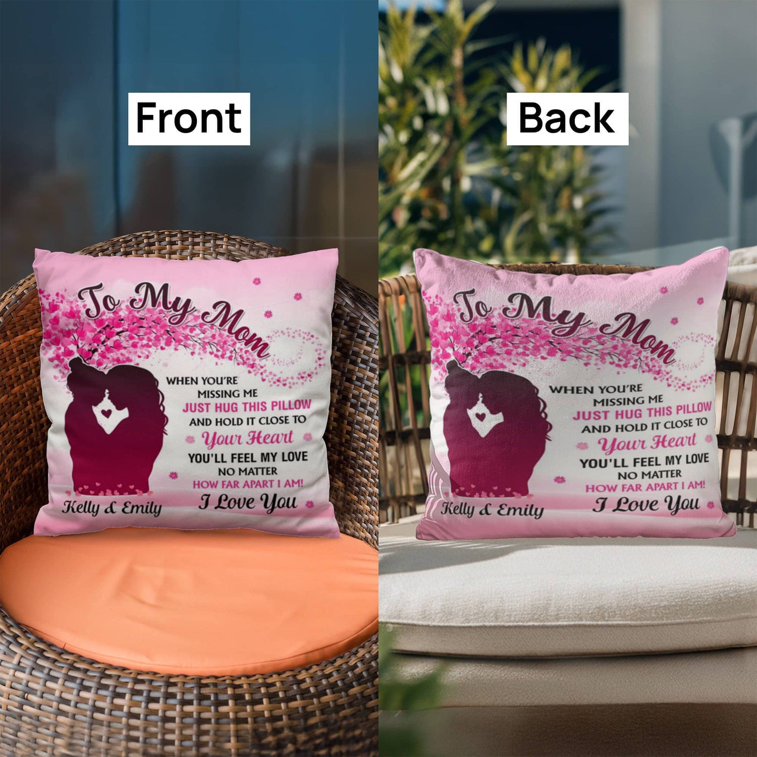 To My Mom Personalized Pillow – Mother’s Day Gift for Mom from Kids, Custom Name Mom Pillow, Sentimental Mom Throw Pillow