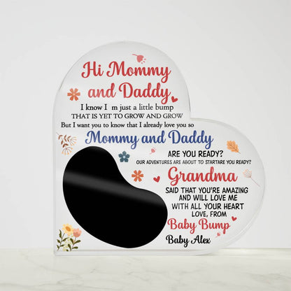 Pregnancy Announcement Acrylic Plaque – Hi Mommy &amp; Daddy Baby Reveal Gift with Ultrasound Photo
