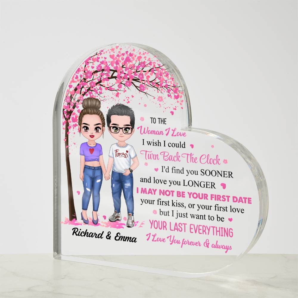 Personalized Valentine Heart Acrylic Plaque – Custom Couple Name &amp; Clipart Romantic Gift for Girlfriend, Wife or Partner