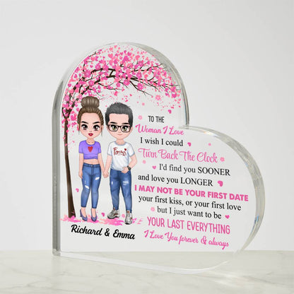 Personalized Valentine Heart Acrylic Plaque – Custom Couple Name &amp; Clipart Romantic Gift for Girlfriend, Wife or Partner