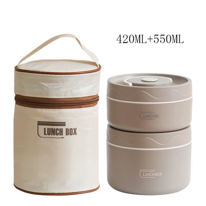 Portable Thermos Lunch Box Set Stackable Bento Box for Kids Adults School Picnic Fruit Salad Food Container Insulated Lunch Bag