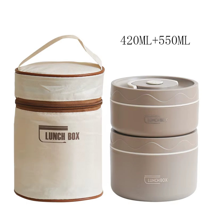 Portable Thermos Lunch Box Set Stackable Bento Box for Kids Adults School Picnic Fruit Salad Food Container Insulated Lunch Bag
