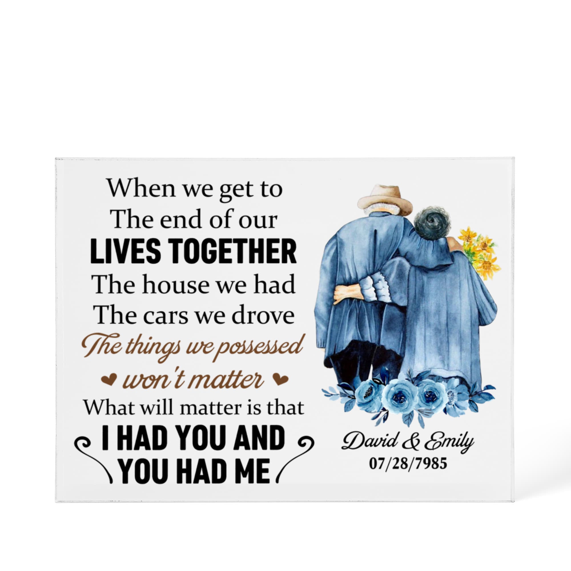 Lifelong love quote acrylic plaque for couples