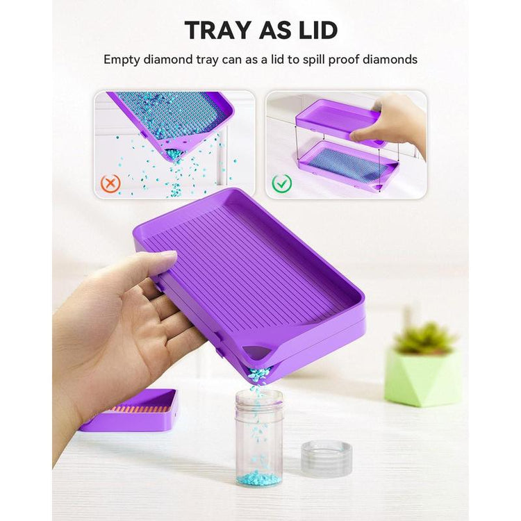 30-Piece Stackable Tray Set for Diamond Art Kits Adults Interlocking Painting Accessories and Tools(Purple)